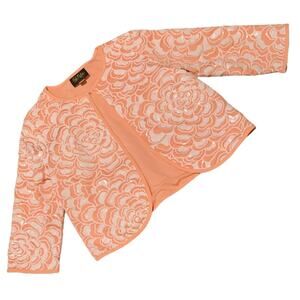 Bob Mackie wearable art peach sequined cardigan woman’s size small